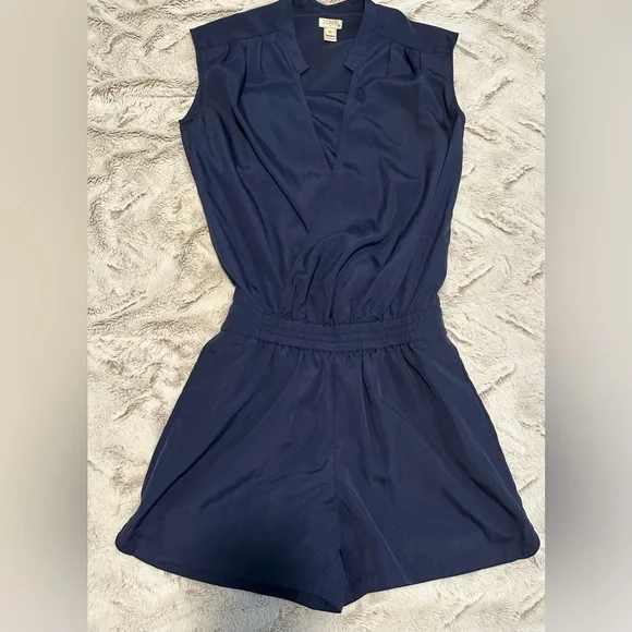 J. Crew Sleeveless Navy Blue V-Neck Romper - Picture 5 of 14